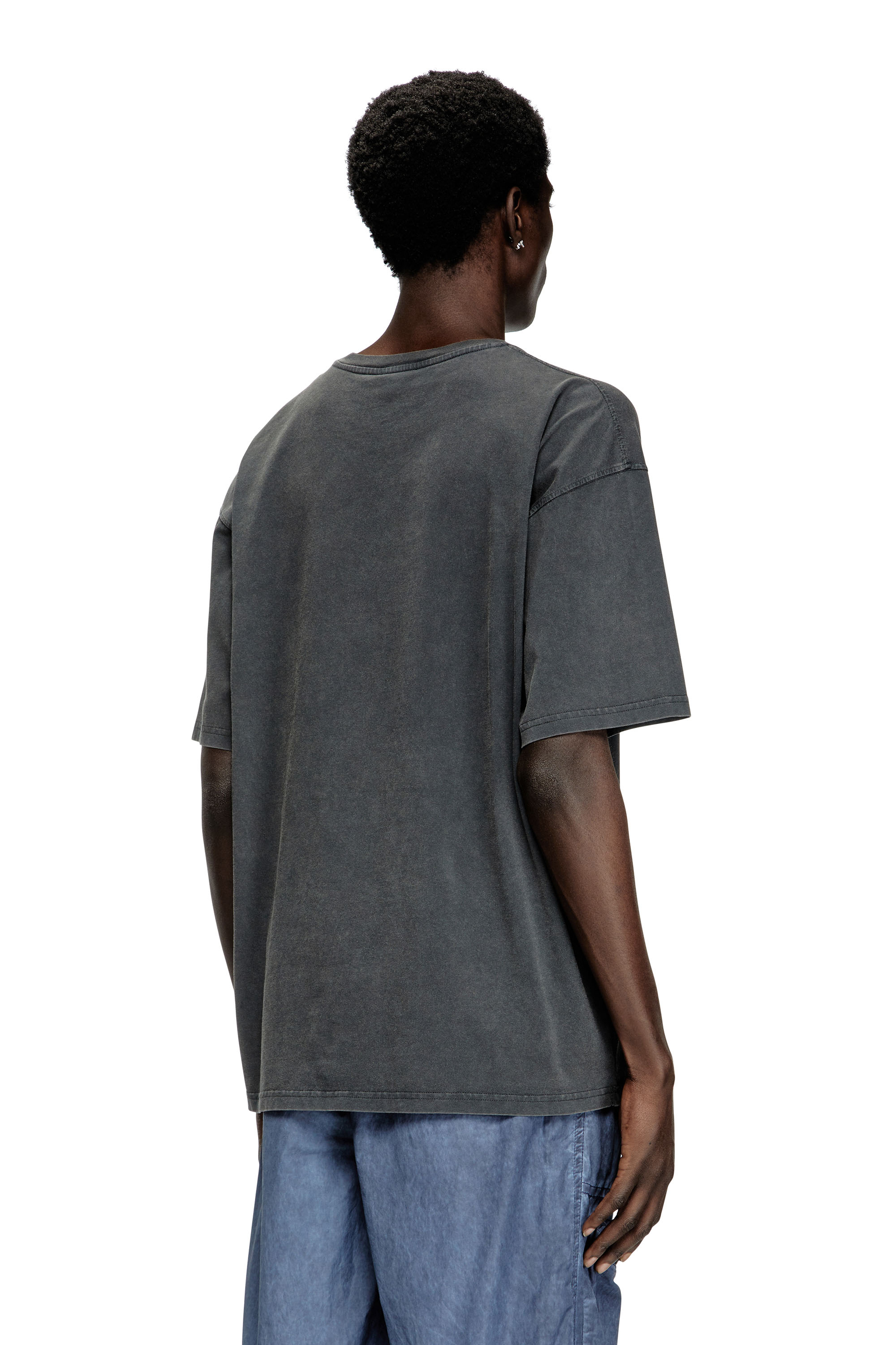 Diesel - T-BOXT-R21, Man's Acid-wash T-shirt with flocked Oval D logo in Black - 5